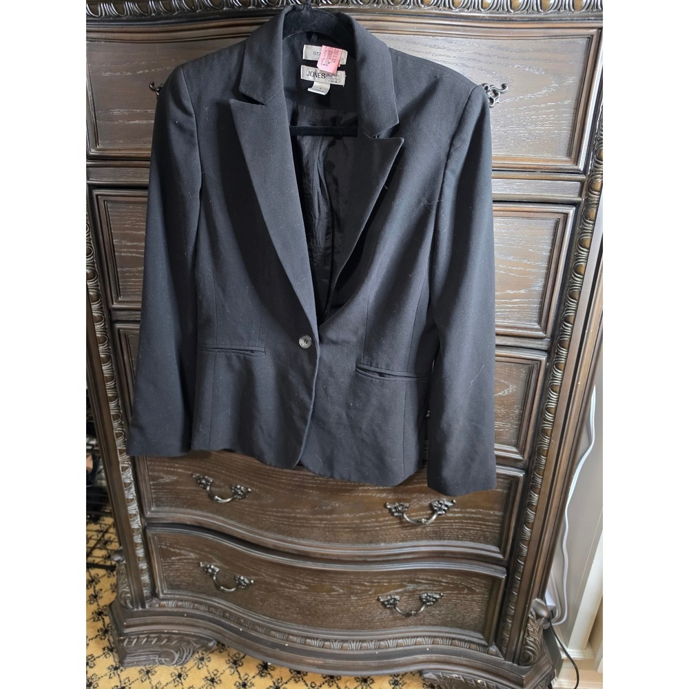 Jones & Co Essentials Black Single Button Stretch Blazer Jacket Womens Size 4